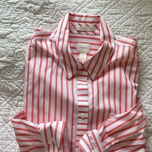 Chico's Pink and White Striped Shirt
